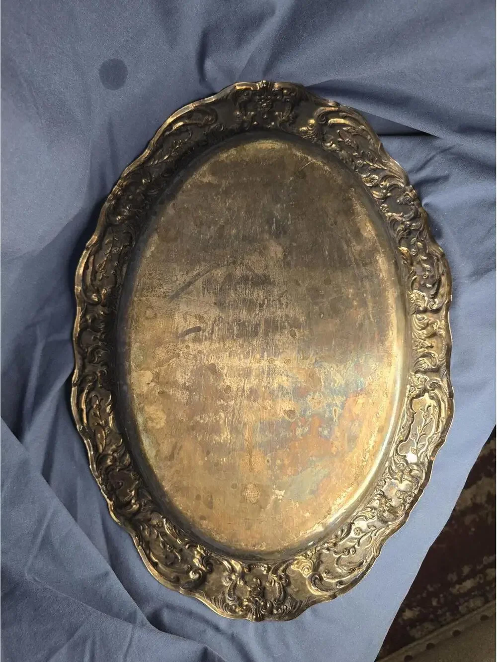 Vintage Ornate Silver Plated Serving Tray